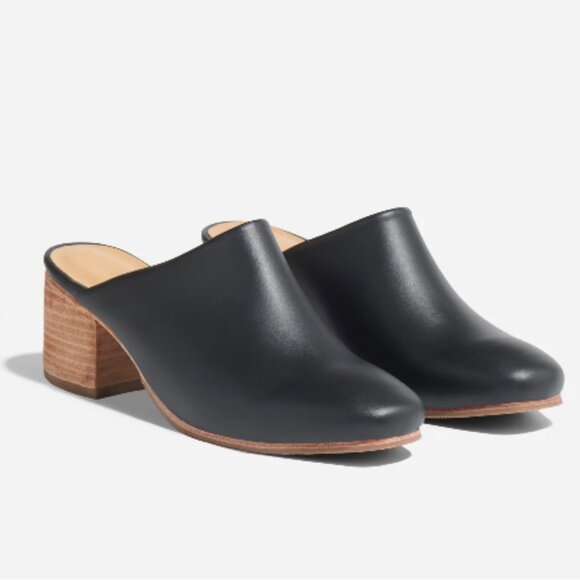 NEW NISOLO Leather All Day Heeled Mules black for women 254 - Picture 1 of 10